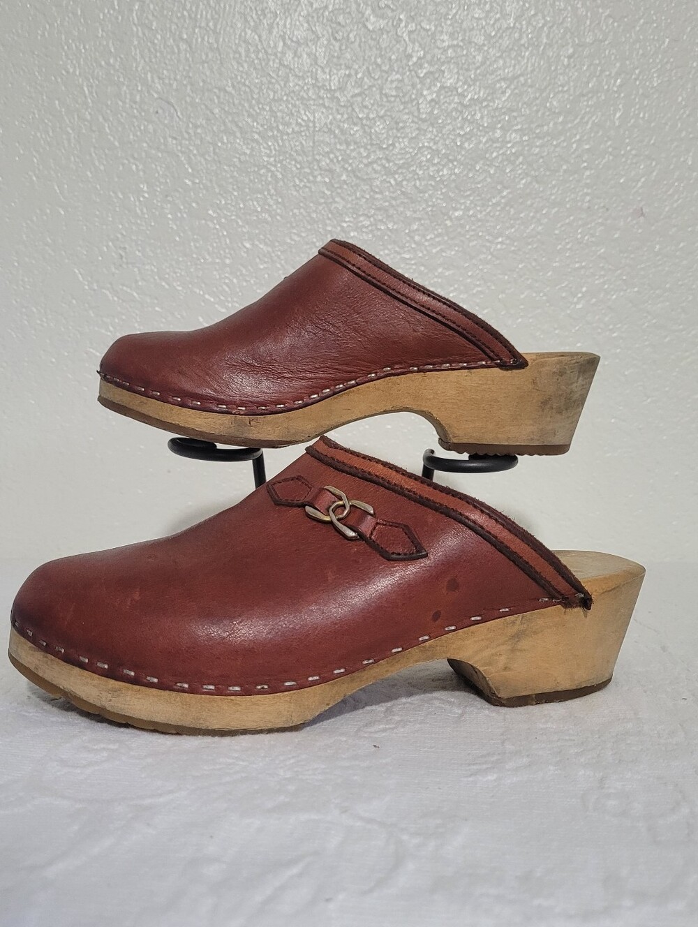Vintage KORKS Brown Leather Clog Mules Size 8